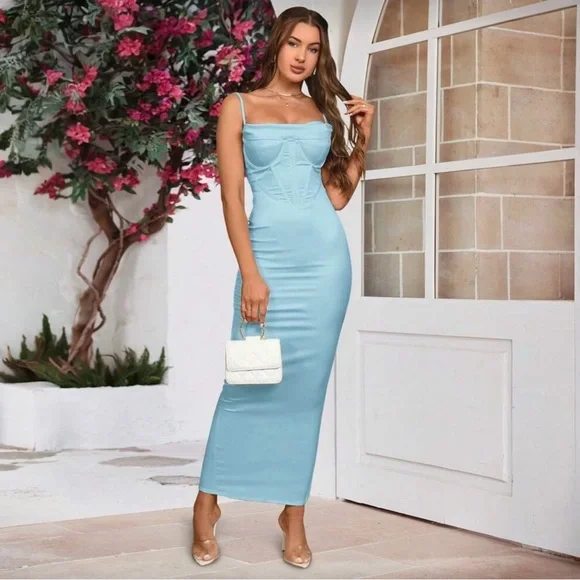 Spaghetti Strap Bodycon Maxi Dress - S - Picture 5 of 12